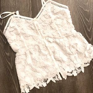 White Laced Button-Up Tank